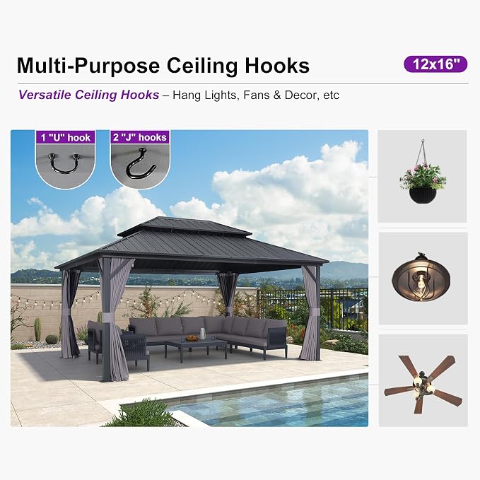PURPLE LEAF 12'x16' Hardtop Gazebo - Image 7
