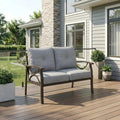 RoyalCraft Patio Loveseat, All-Weather Outdoor 2 Seats Sofa Couch, Khaki Metal by Bringyoubetterlife