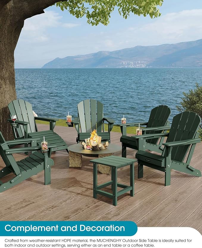MUCHENGHY Adirondack Outdoor Side Table, 14.7" Patio Side Table Weather - Image 2