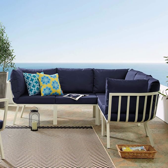 Modway Riverside Outdoor Patio Aluminum Sectional Set, 85. 5" L x 85. 5" W x by Modway