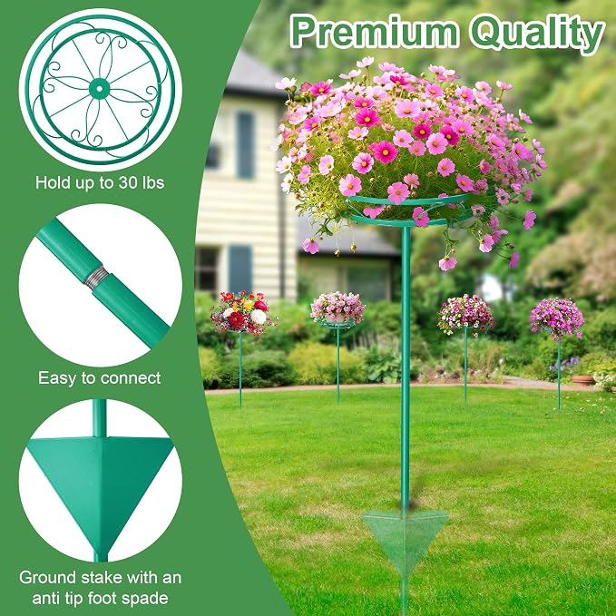 Tellingyou 2 Pack Adjustable Outdoor Flower Pot Stand, Metal Outdoor Plant - Image 5