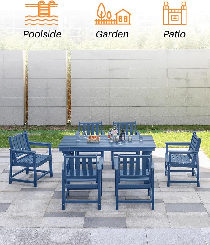 Patio Dining Chair Set of 2, HDPE Outdoor Dining Chair, Ergonomic HDPE Dining - Image 7