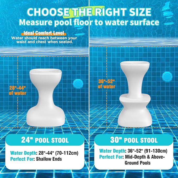 30" Pool stools for Underwater, Pre-Weighted Pool Stool - Image 2