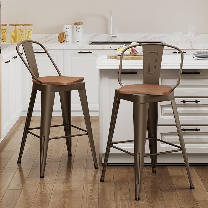 Aklaus Swivel Metal Bar Stools Swivel Modern Farmhouse Bar Chairs - Image 9