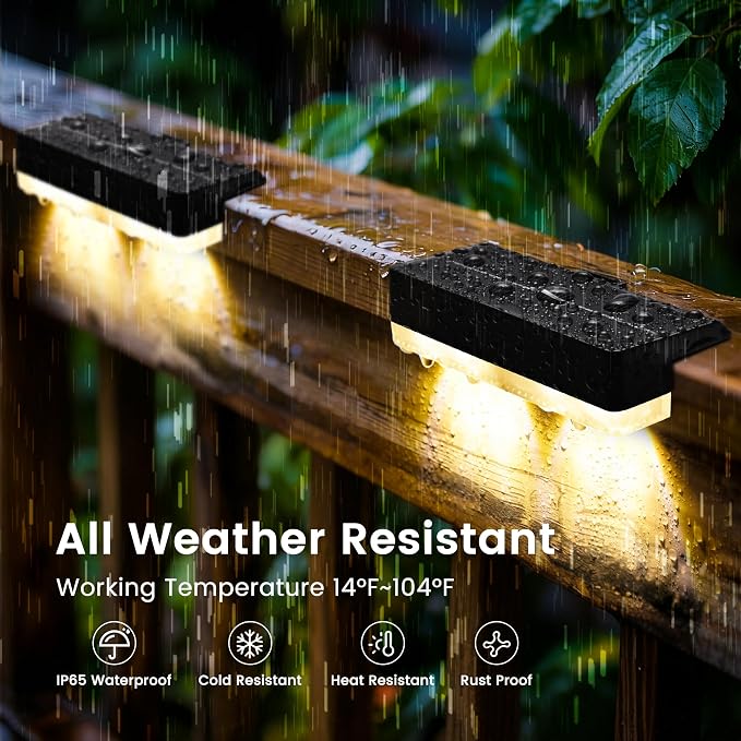 Solar Fence Lights Outdoor, 50 LM Solar Deck Lights 9 Fixed Colors & Color - Image 2