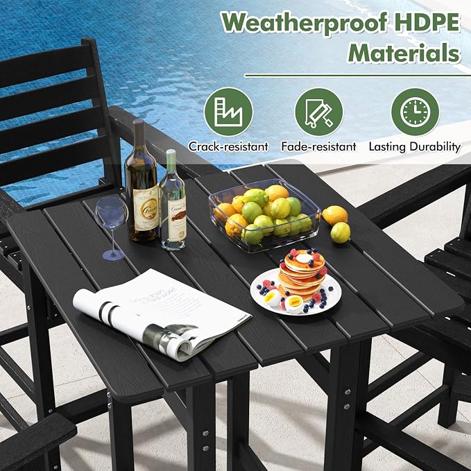 Giantex 42" Height Outdoor Tall Bar Table, HDPE Square Pub Table - Image 5