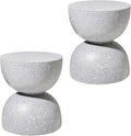 Glitzhome Outdoor Side Tables Set of 2, Heavy Duty Patio Sturdy Faux Terrazzo by Glitzhome