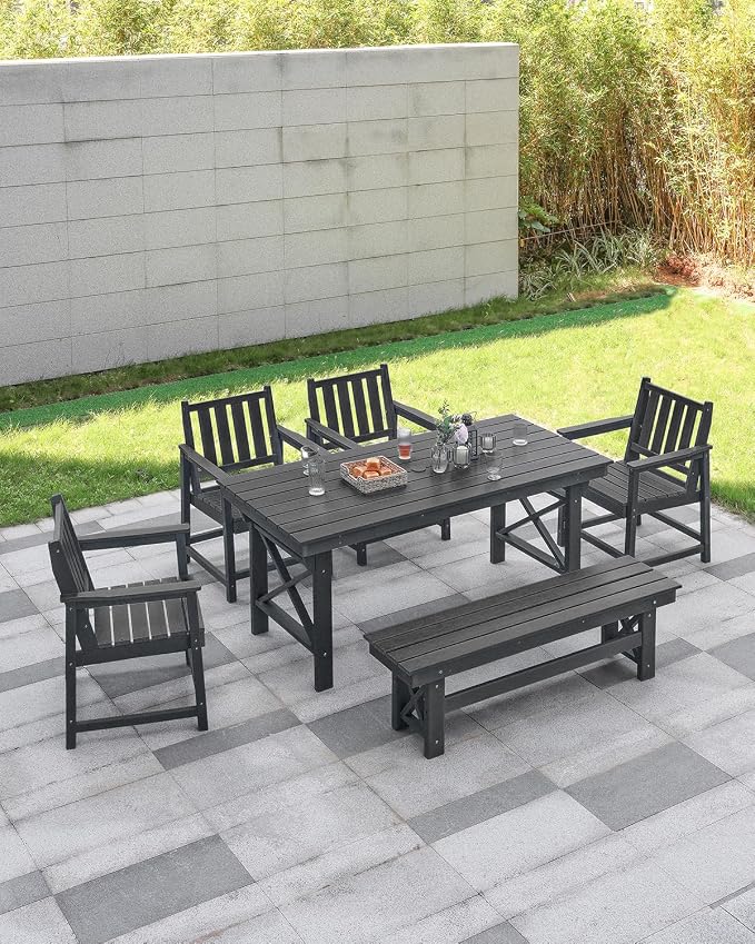 HDPE Outdoor Bench, Poly Lumber Adirondack Benches, Fade-Resistant HDPE Garden - Image 2