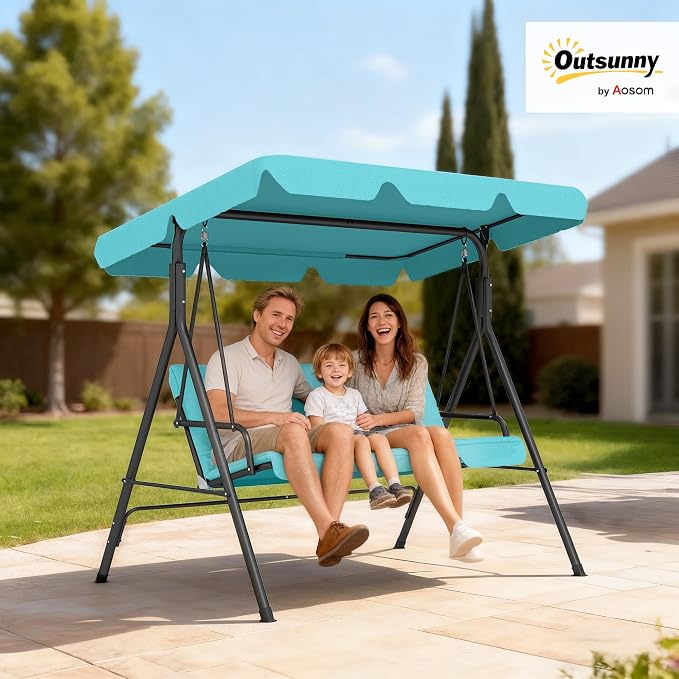 Outsunny 3-Seat Outdoor Patio Swing Chair - Image 2