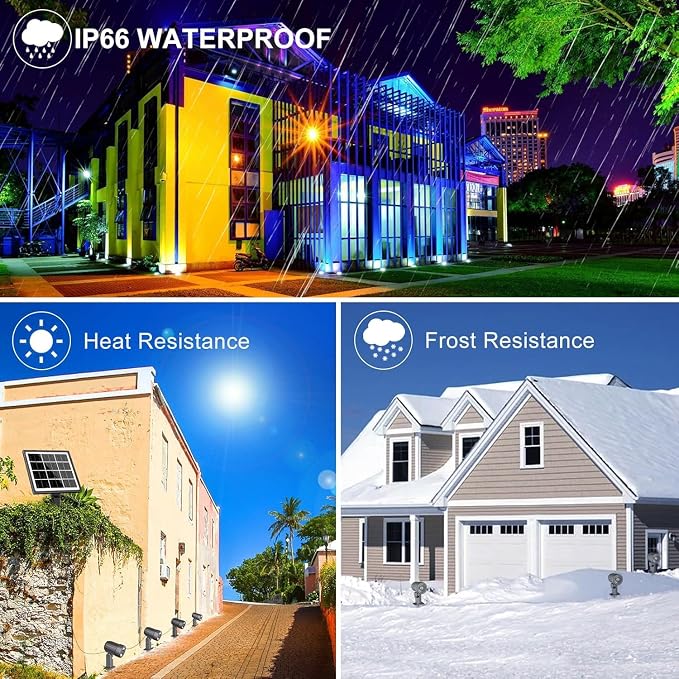 CLY 4-in-1 Solar Spot Lights Outdoor Color Changing, Solar Landscape Spotlights - Image 5