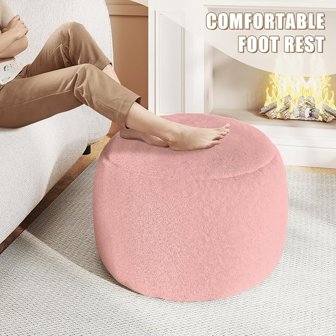 Round Stuffed Pouf Ottoman for Foot Rest, A Round Modern Foam Filled Poufs - Image 4