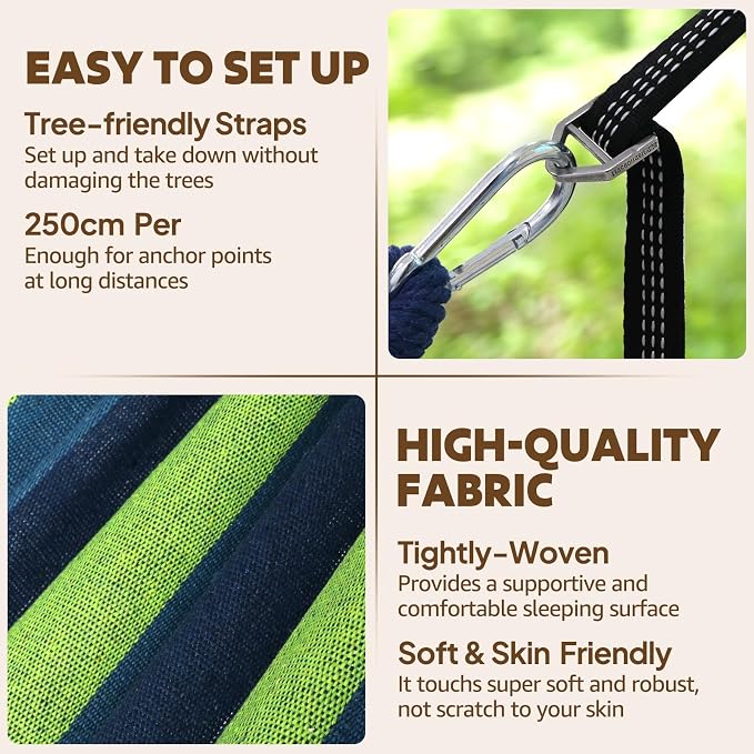 Chihee Cotton Hammock Large Soft Breathable Camping Hammock Holds Up to 660lbs - Image 6