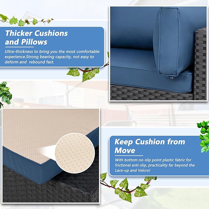 7 Pieces Outdoor Patio Sectional Sofa Couch, Wicker Furniture Patio - Image 6