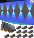 VOLISUN Solar Fence Lights 12 Pack, Color Glow LED Up and Down Wall Lamp by VOLISUN