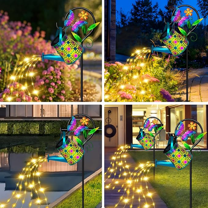 Solar Watering Can with Lights, Waterproof Solar Lantern with Butterfly - Image 5