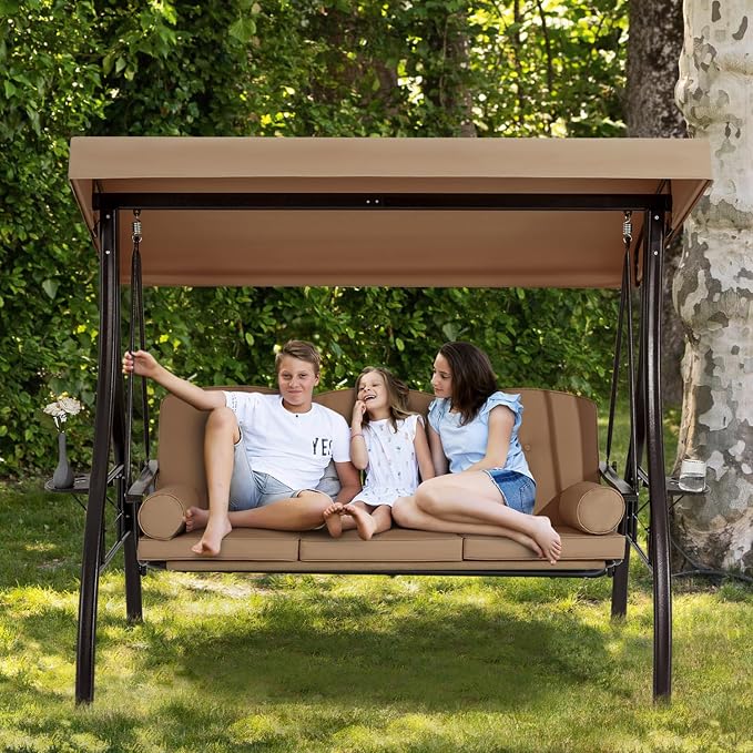 HOMREST 3 Person Outdoor Porch Swing - Image 3