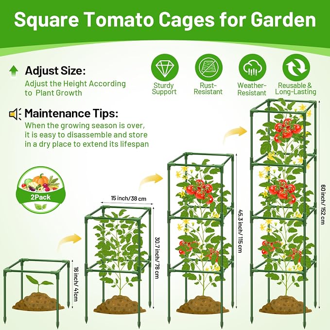 Legigo 2 Pack Square Tomato Cages - Image 2