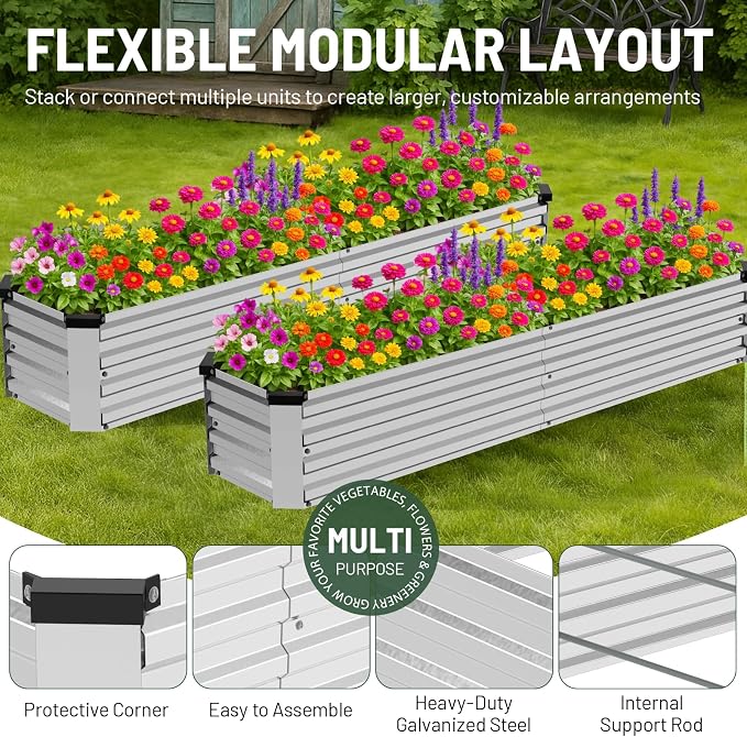 2 Pack 6x1.5x1FT Galvanized Metal Raised Garden Bed Kit - Image 2