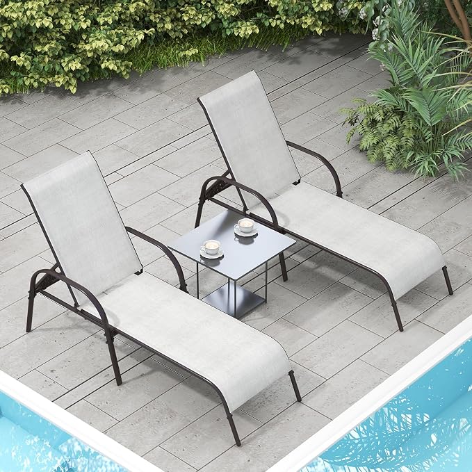 Giantex Set of 2 Patio Lounge Chair, Outdoor Chaise Lounge - Image 6