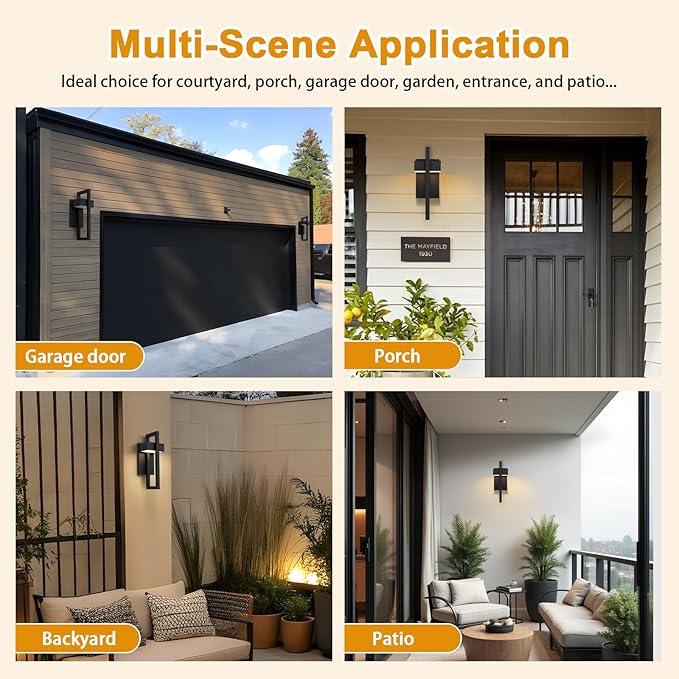 LamQee Outdoor Wall Lights Modern Exterior Lighting Fixtures, 3000K Integrated - Image 3