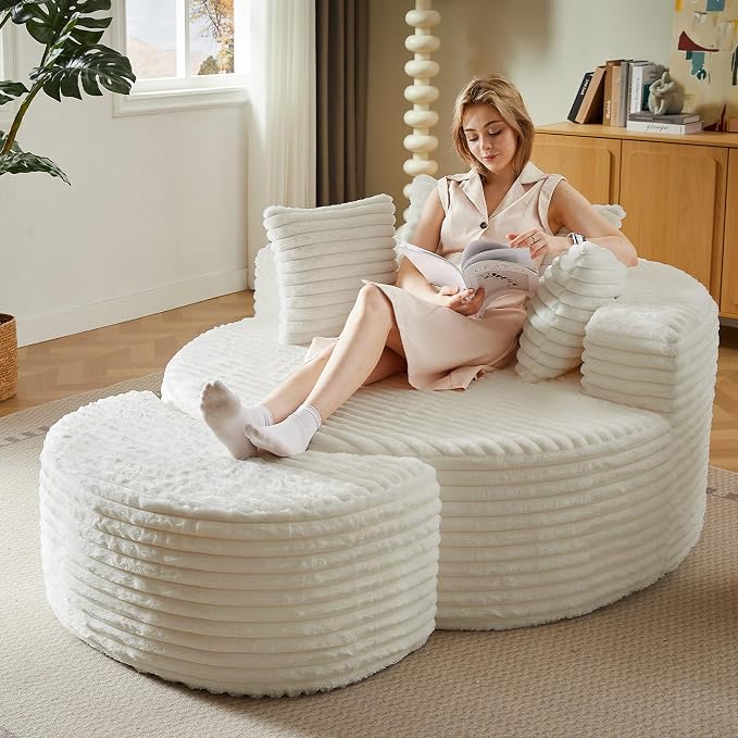 74.6" Oversized Round Chaise Lounge Chair by Lakifun