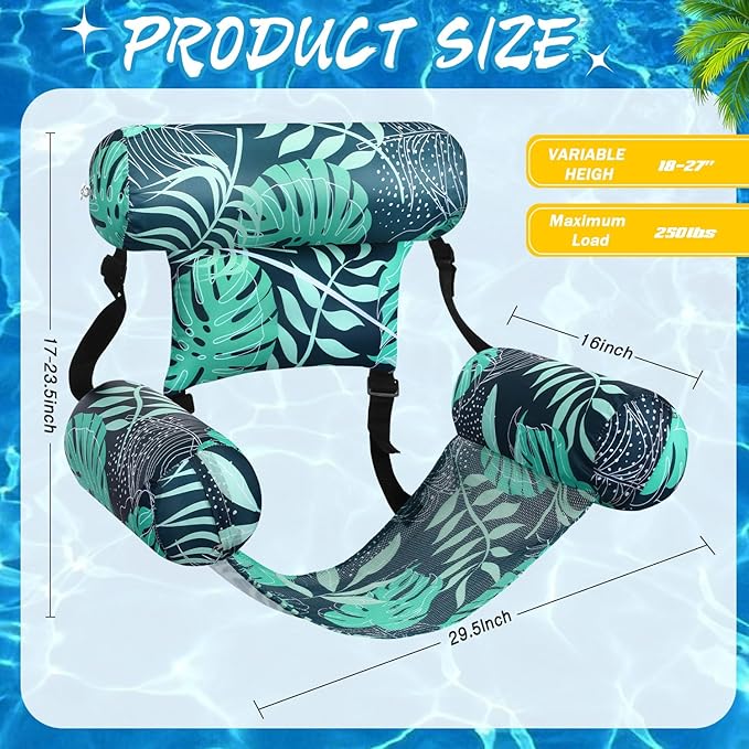 2 Pack Inflatable Pool Float for Adult Adjustable Hammock Float Chair Fabric - Image 2