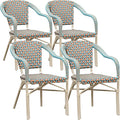 PURPLE LEAF Outdoor Dining Chair Set of 4 Hand-Woven Aluminum Wicker Rattan by PURPLELEAF