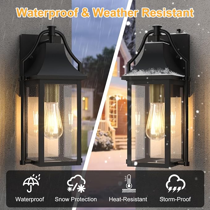 Dusk to Dawn Outdoor Wall Light, Waterproof Wall Sconces, Exterior Wall Mount - Image 2