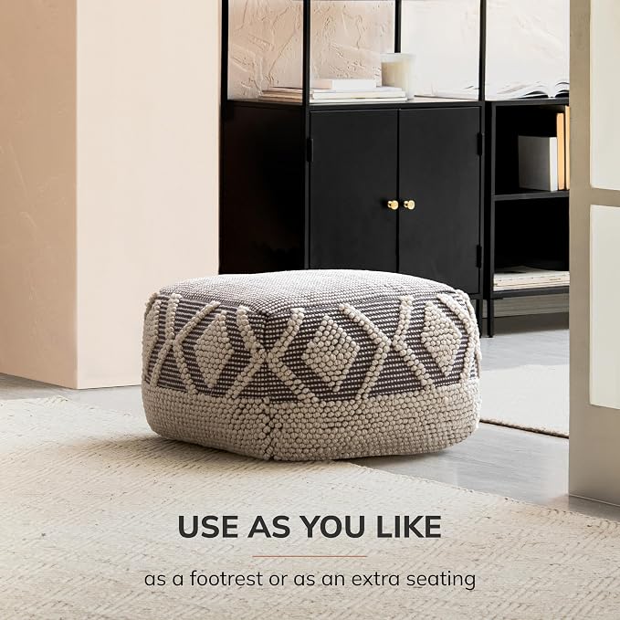 Anji Mountain 100% Handmade & Handcrafted Comfortable Home Décor Pouf Ottoman - Image 6