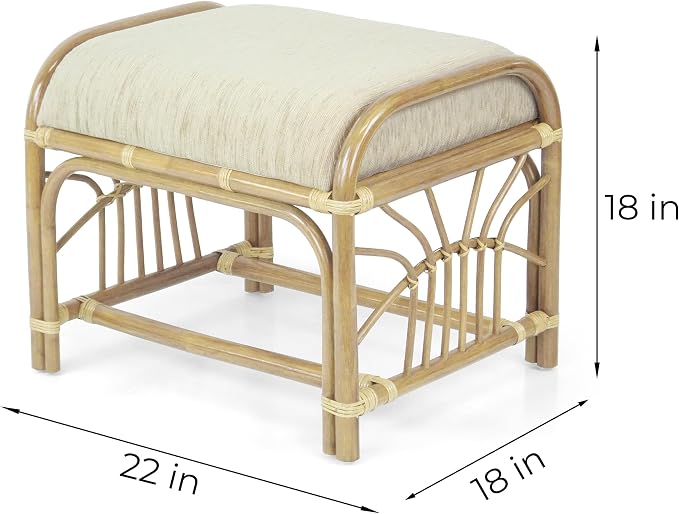 Krit Handmade Rattan Wicker Ottoman Footstool - Image 2