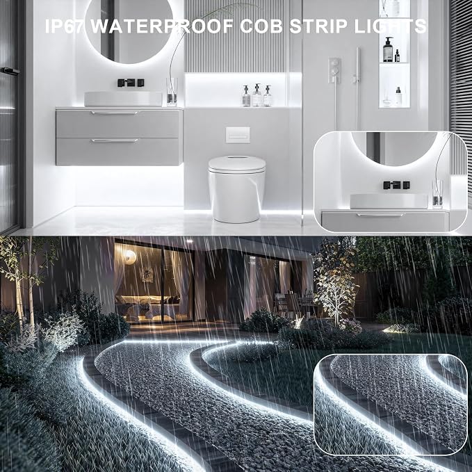 20ft COB Outdoor LED Strip IP67 Waterproof, 6500K Cold Whit DC24V Flexible LED - Image 6