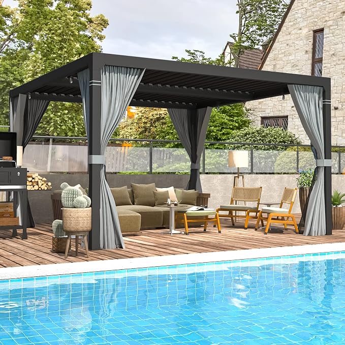 EROMMY Louvered Pergola 10' x 10' Outdoor Hard Top Pergola - Image 7