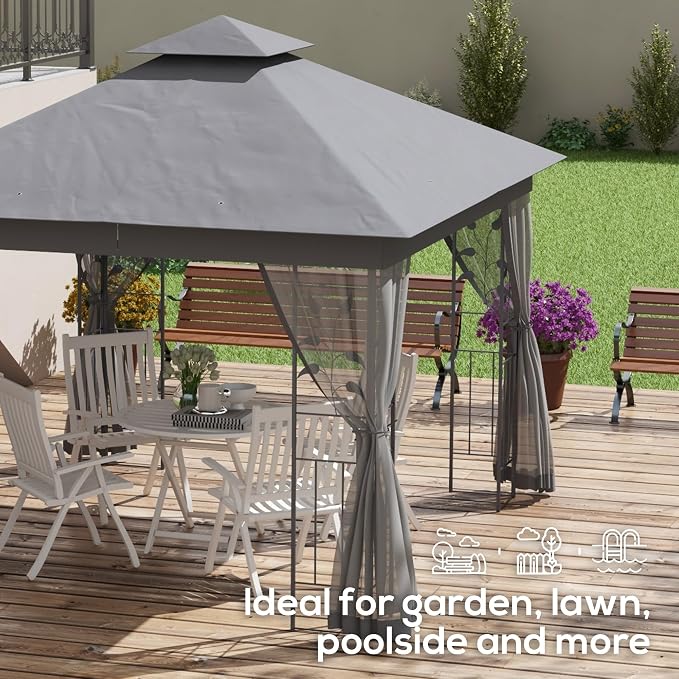Outsunny 10' x 11.5' Metal Patio Gazebo, Double Roof Outdoor Gazebo Canopy - Image 6