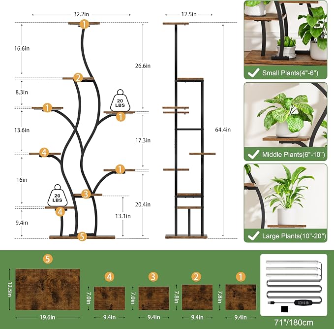 Plant Stand Indoor with Grow Lights - Image 6