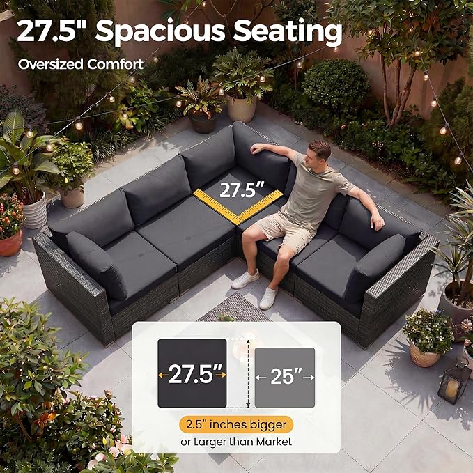 NICESOUL 8 Seater Modern Luxury Outdoor Furniture Set, Extra Large PE Wicker - Image 5