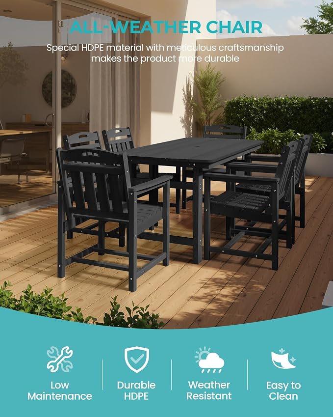 Outdoor Rectangle Dining Table, Heavy-Duty HDPE Table - Image 4