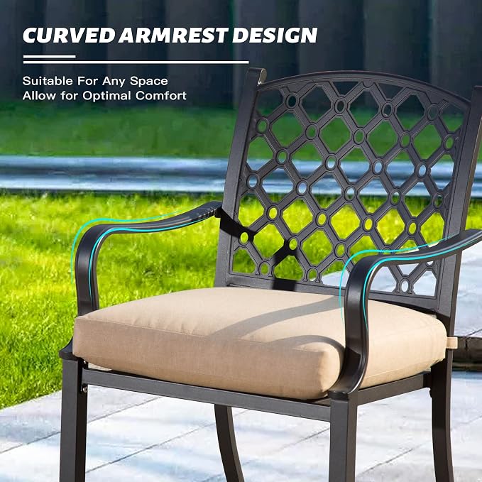 Domi 7 Pieces Patio Dining Sets All-Weather Metal Outdoor Modern Dining Sets - Image 5