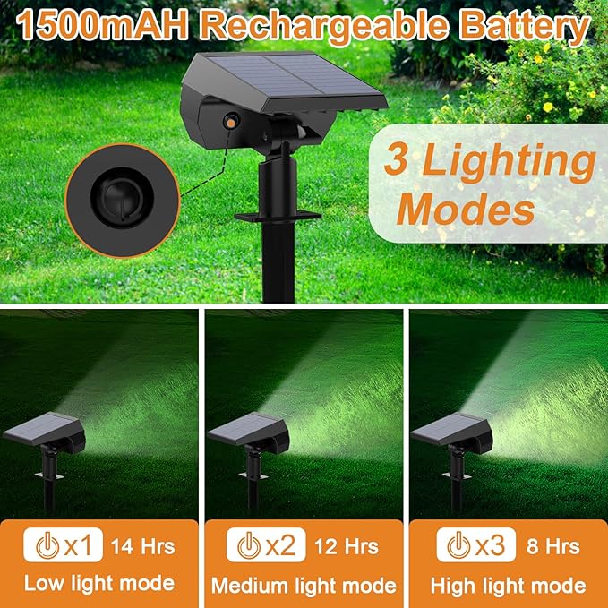 WELALO Solar Spot Lights Outdoor, Solar Landscape Spotlights, Solar Powered - Image 3