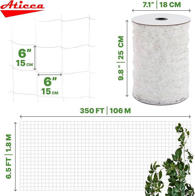 Trellis Netting 6.5 x 350 ft Heavy Duty Polyester Plant Support Netting White - Image 2