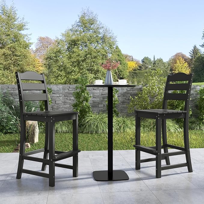 Giantex Outdoor HDPE Bar Stool, Patio Tall Bar Chair - Image 4