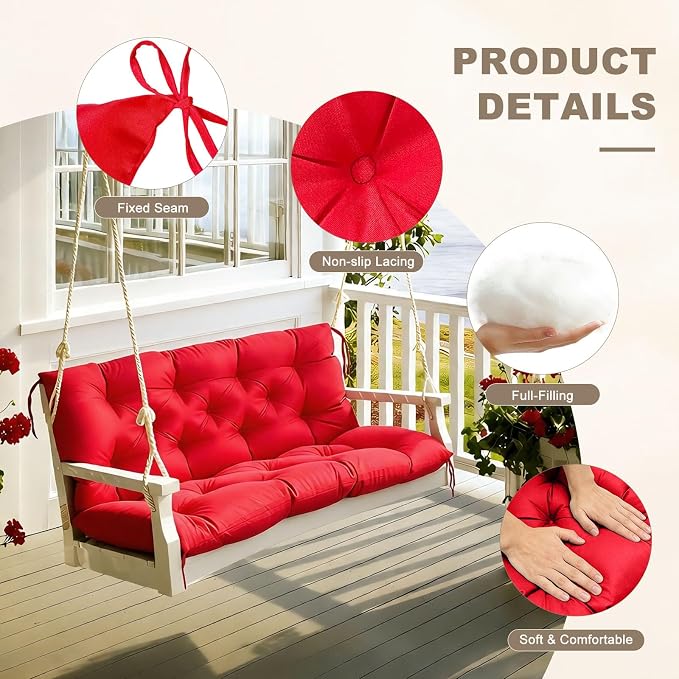 Porch Swing Cushion with Backrest, Waterproof Bench Cushion - Image 5