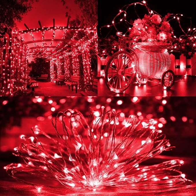 TW SHINE Red Solar String Lights Outdoor, Total 80 FT 240 LED Solar Powered - Image 4