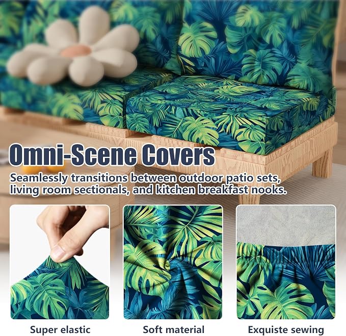 8Pcs Square Small Stretch Patio Cushion Covers, Couch & Sofa Replacement - Image 4