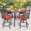 PHI VILLA 5 pcs Outdoor Bar Set, Outdoor Swivel Bar Stool by PHIVILLAThepioneerofcomfortablehouseholdsupplies
