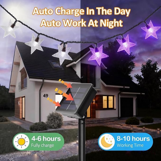 Twinkle Solar Star String Lights Outdoor Waterproof Fairy Lights 39FT 100 LED - Image 4