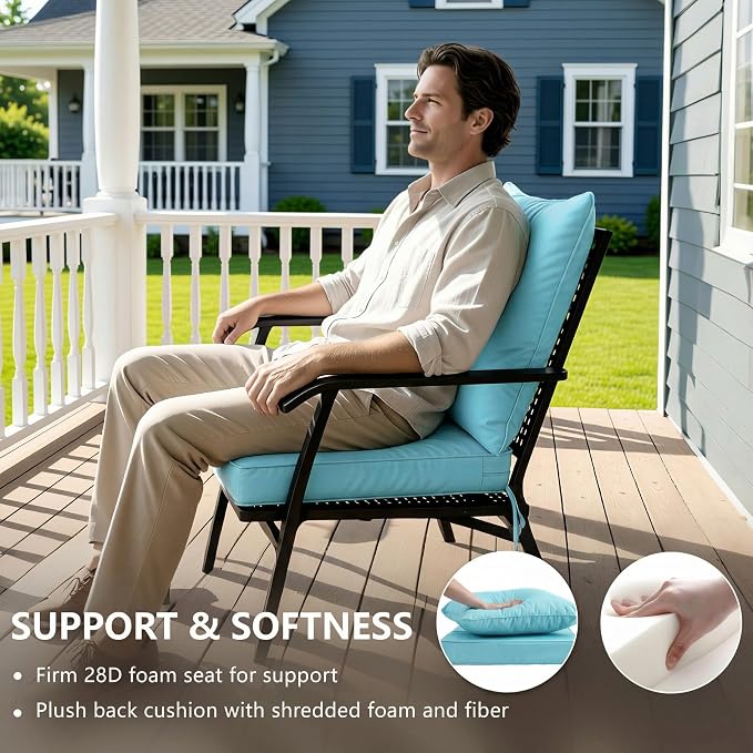 22x22 Inch Patio Chair Cushions Set of 2, Outdoor Furniture Cushions - Image 4