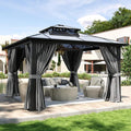 Aoxun 12'x12' Hardtop Gazebo, Aluminum Frame Permanent Pavilion by Aoxun