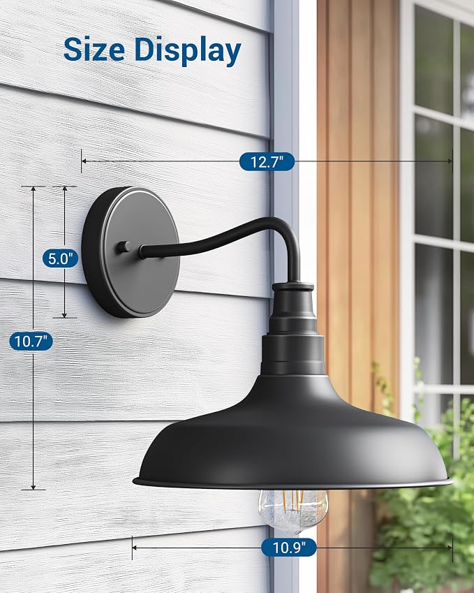 DEWENWILS 2 Pack Outdoor Wall Light, Gooseneck Barn Light Fixture, Farmhouse - Image 5