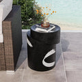 COSIEST Outdoor Side Table Black, Cylinder Shaped MgO Concrete Side Table by COSIEST