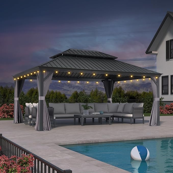 PURPLE LEAF 13' X 17' Permanent Hardtop Gazebo by PURPLELEAF
